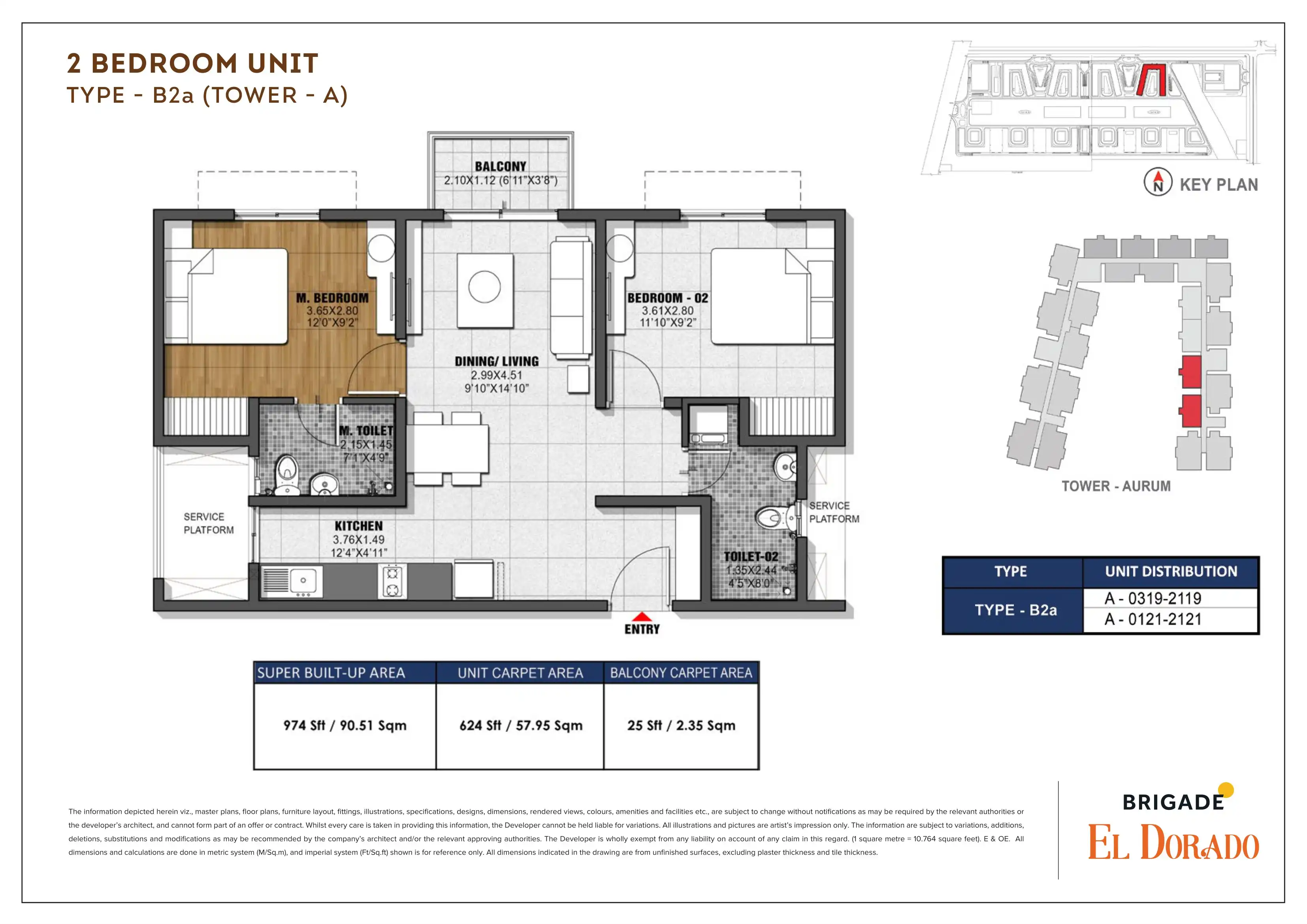 Brigade El Dorado - Aurum Unit plan - 623 sq.ft.